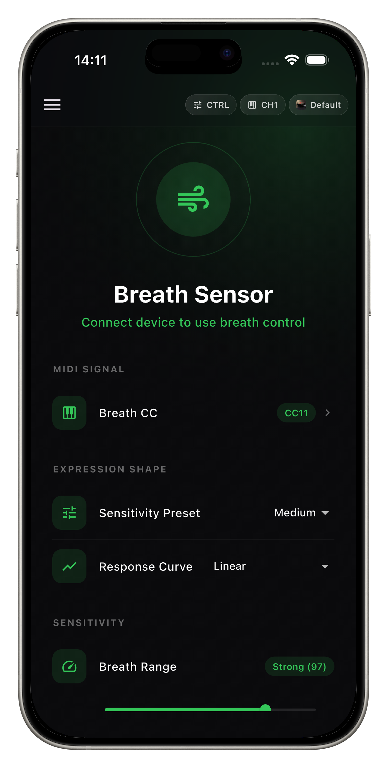 Breath sensor interface