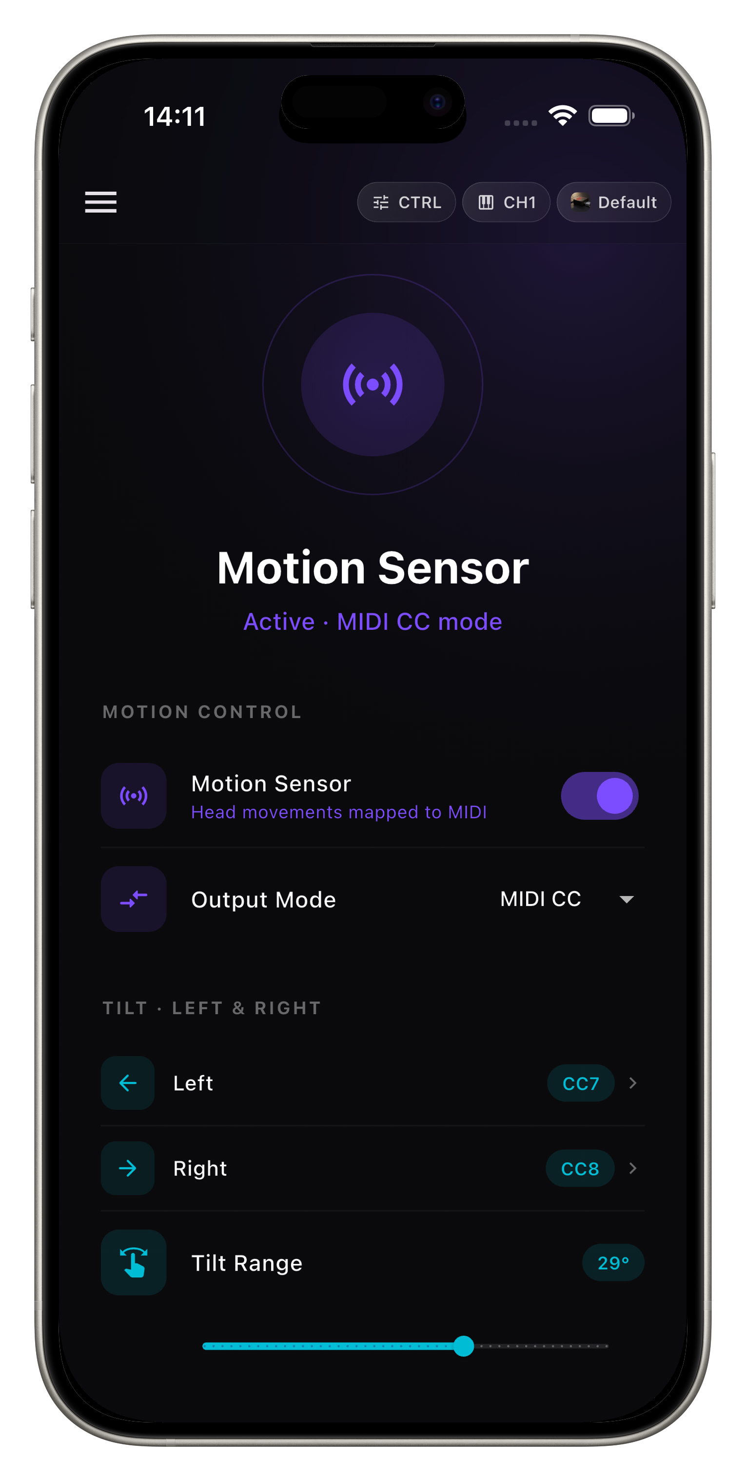 Motion sensor interface