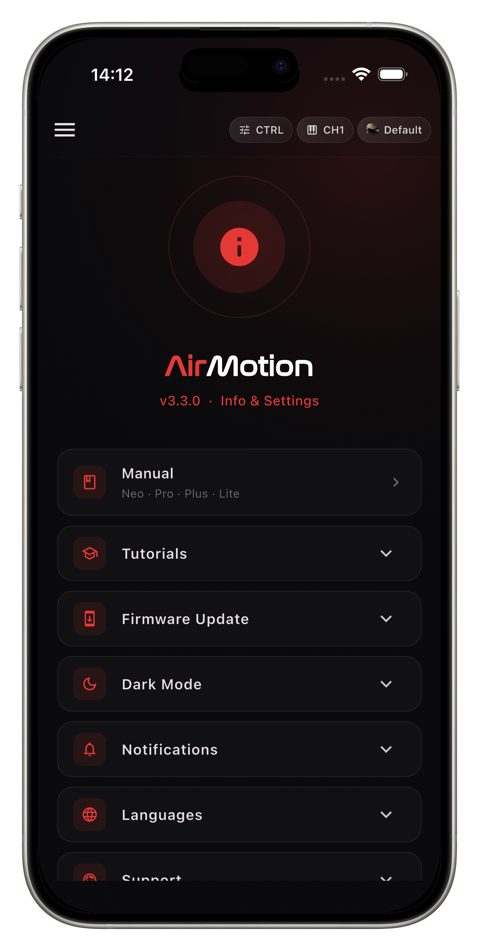 Settings & updates interface